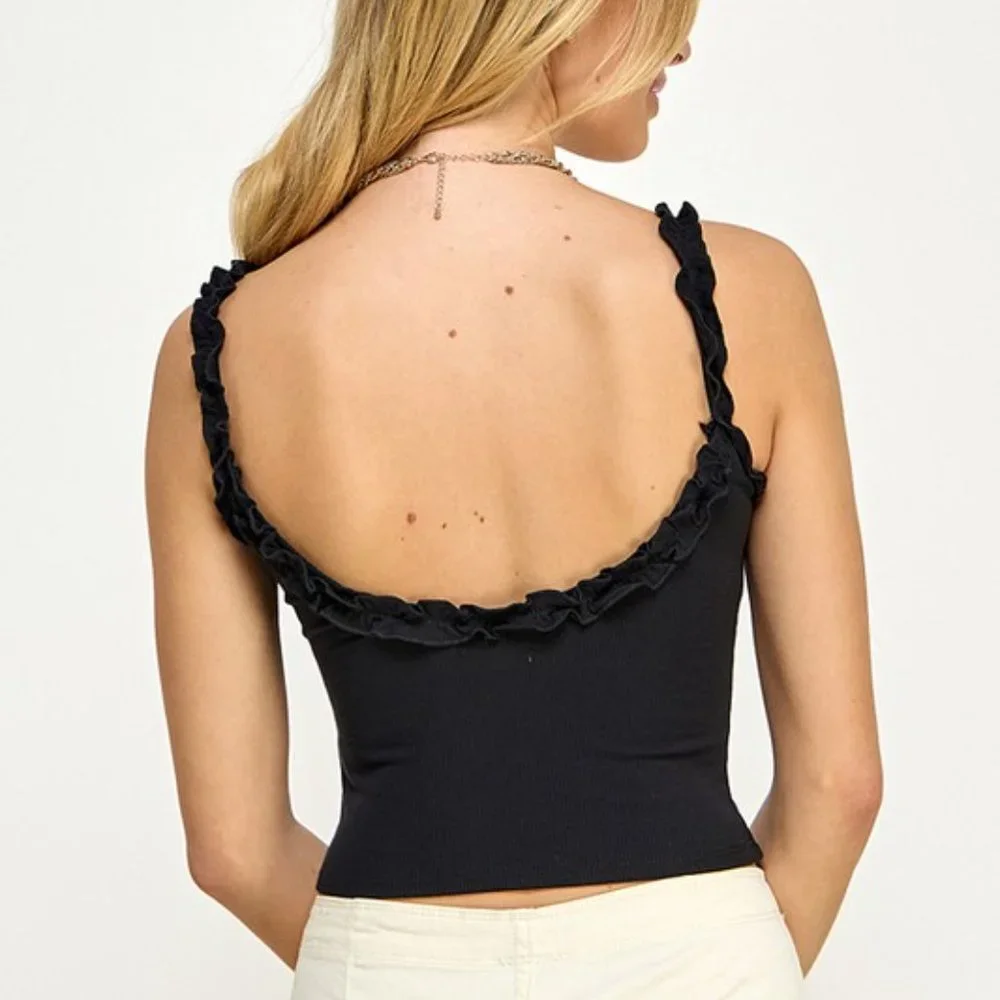 Lyndia Ruffled Ribbed Top - Picture 4 of 5
